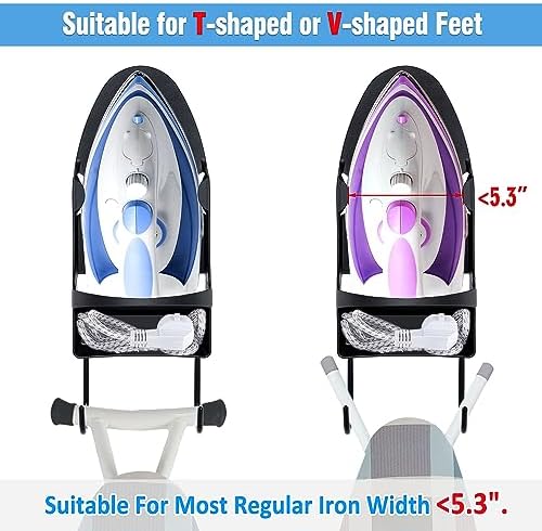Ironing Board Hanger - Heat Resistant Wall-Mounted Organizer Black
