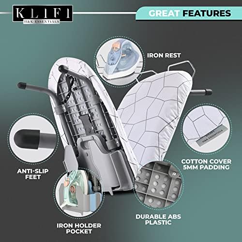 KLIFI Small Wall-Mounted Ironing Board Foldable and Compact for Easy Use