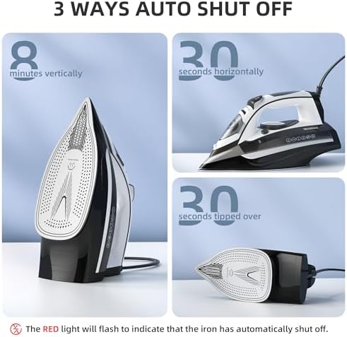 IRONDAY 1700W Steam Iron with Ceramic Soleplate and Auto-Off