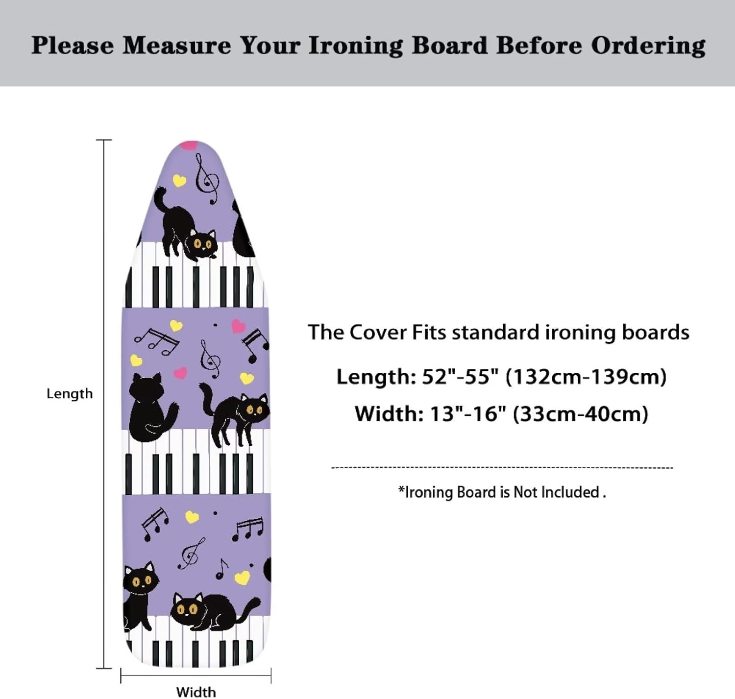Premium Soft Ironing Board Cover with Cat Print Design