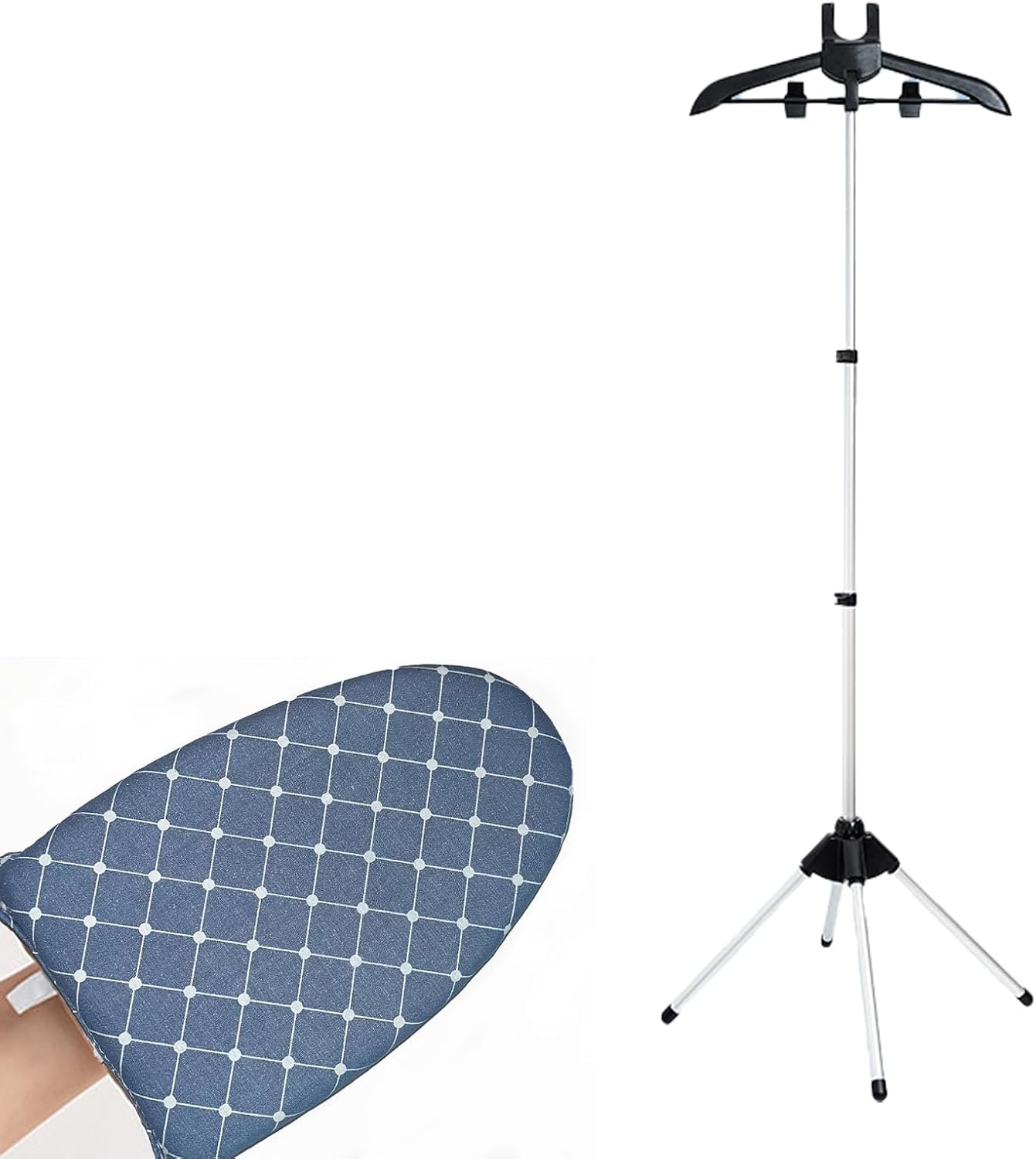 Foldable Ironing Rack with Adjustable Hanger for Home Outdoor Use