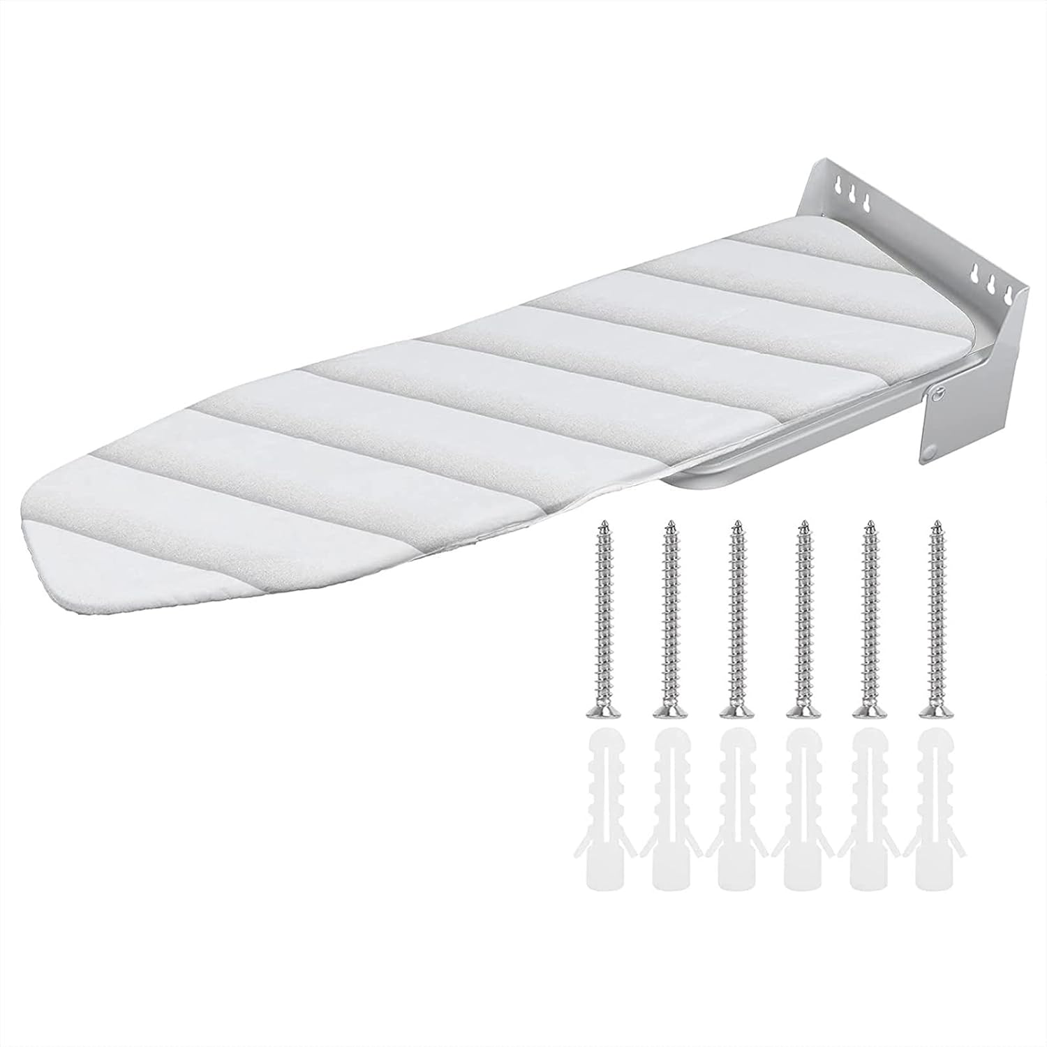 Sturdy Folding Ironing Board Wall-Mounted Compact Durable Grey