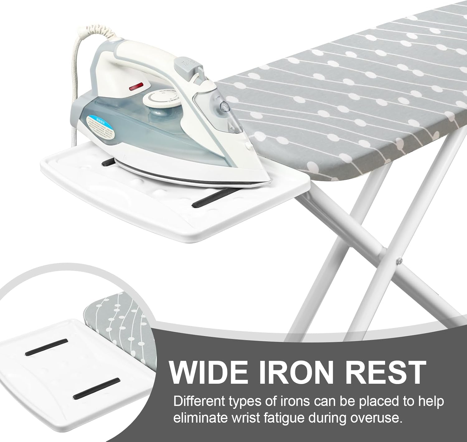 Space-Saving Foldable Ironing Board with Adjustable Height and Ergonomic Design