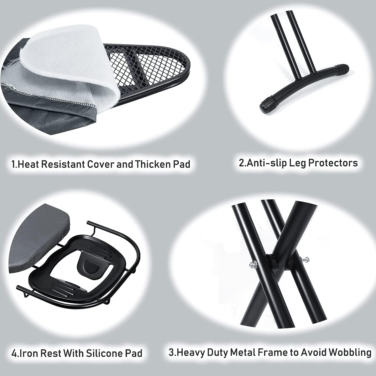 Professional Quality 14x43 Ironing Board with Retractable Rest