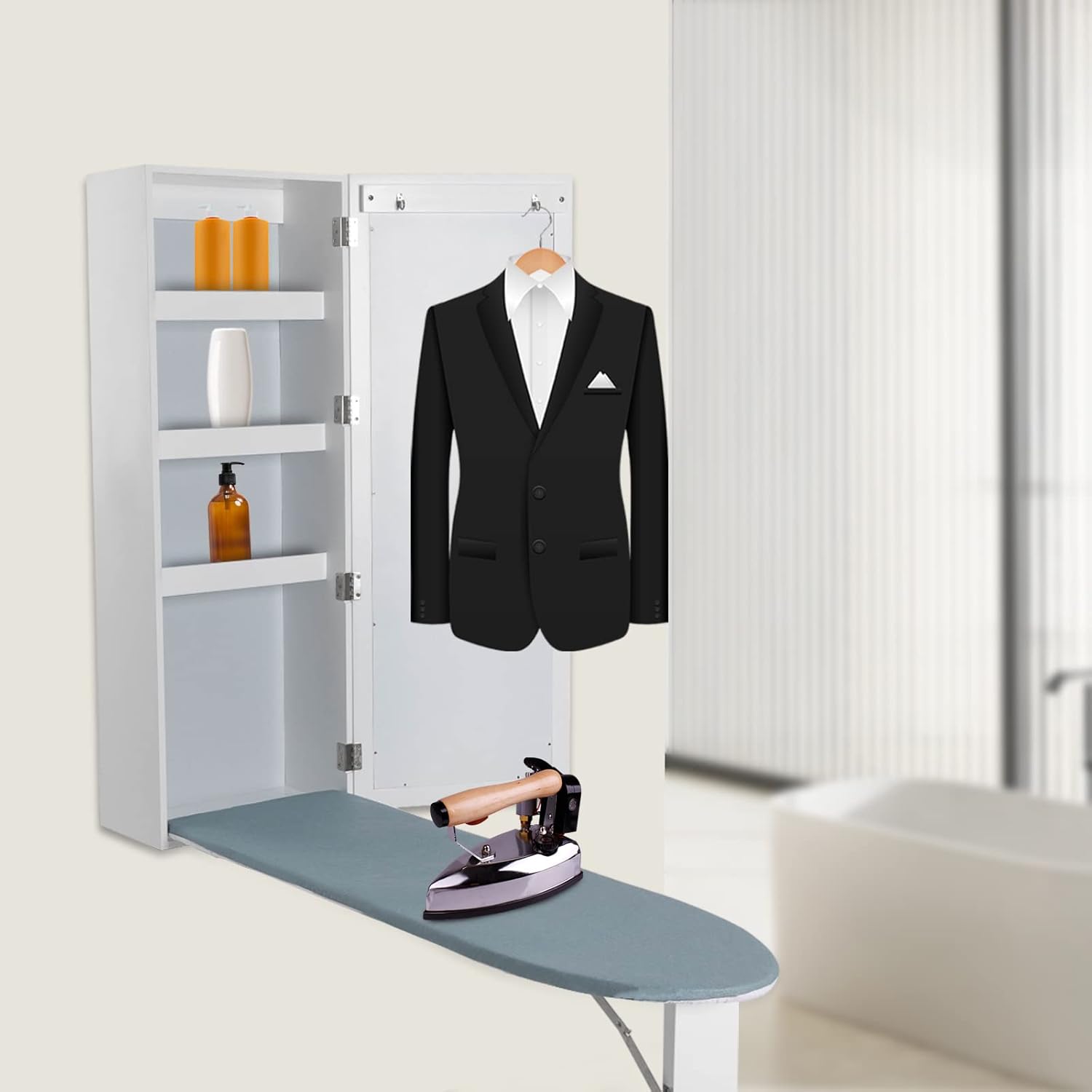 Durable Folding Ironing Board Cabinet for Small Spaces