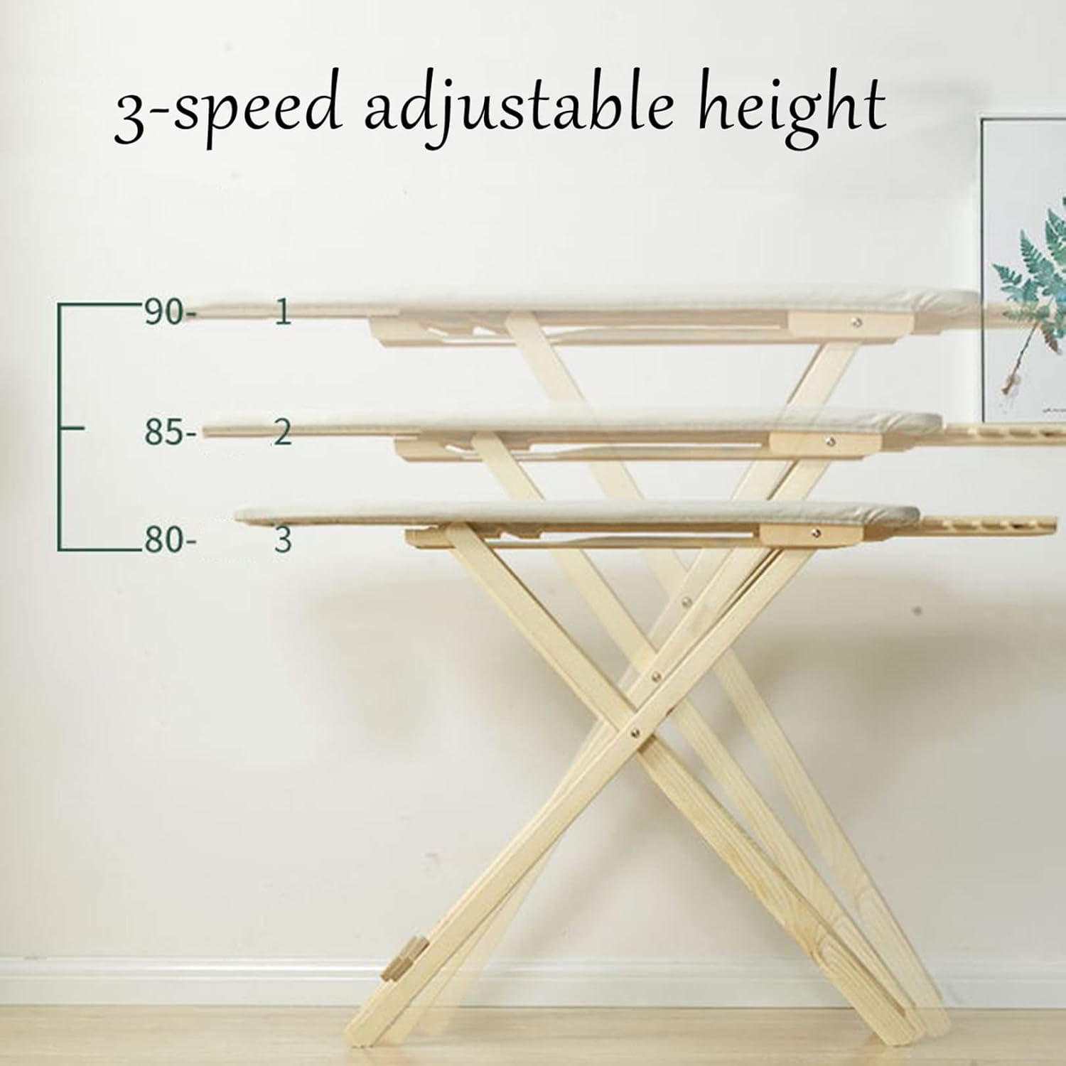 Solid-Wood Adjustable Ironing Board for Small Spaces