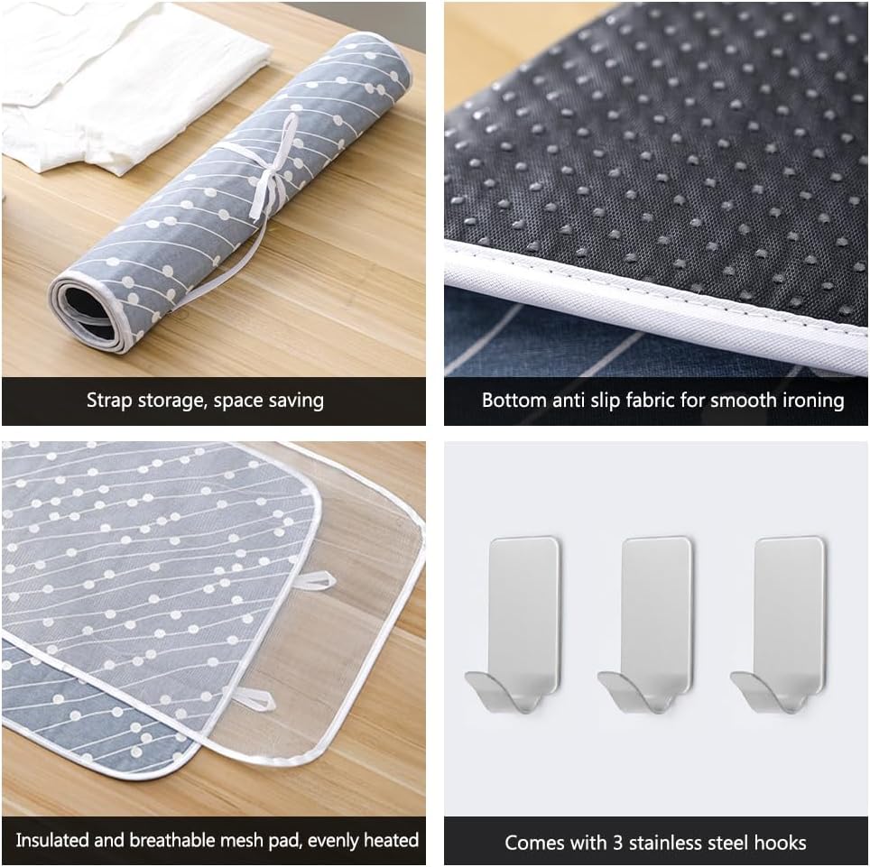 OLIZEE HANGING OVER DOOR IRONING MAT WITH 5 HOOKS