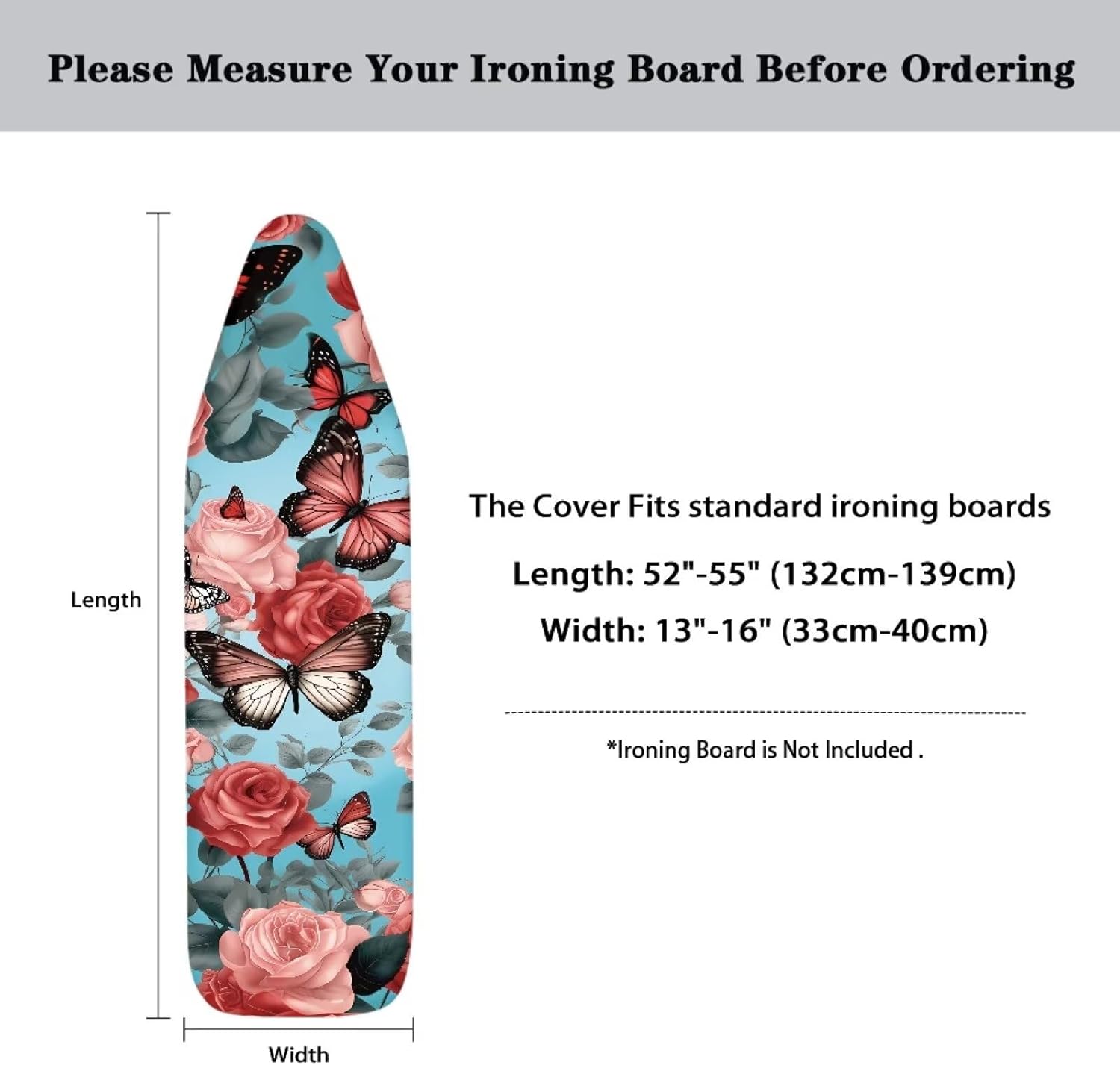 Hinthetall Floral Butterfly Ironing Board Cover