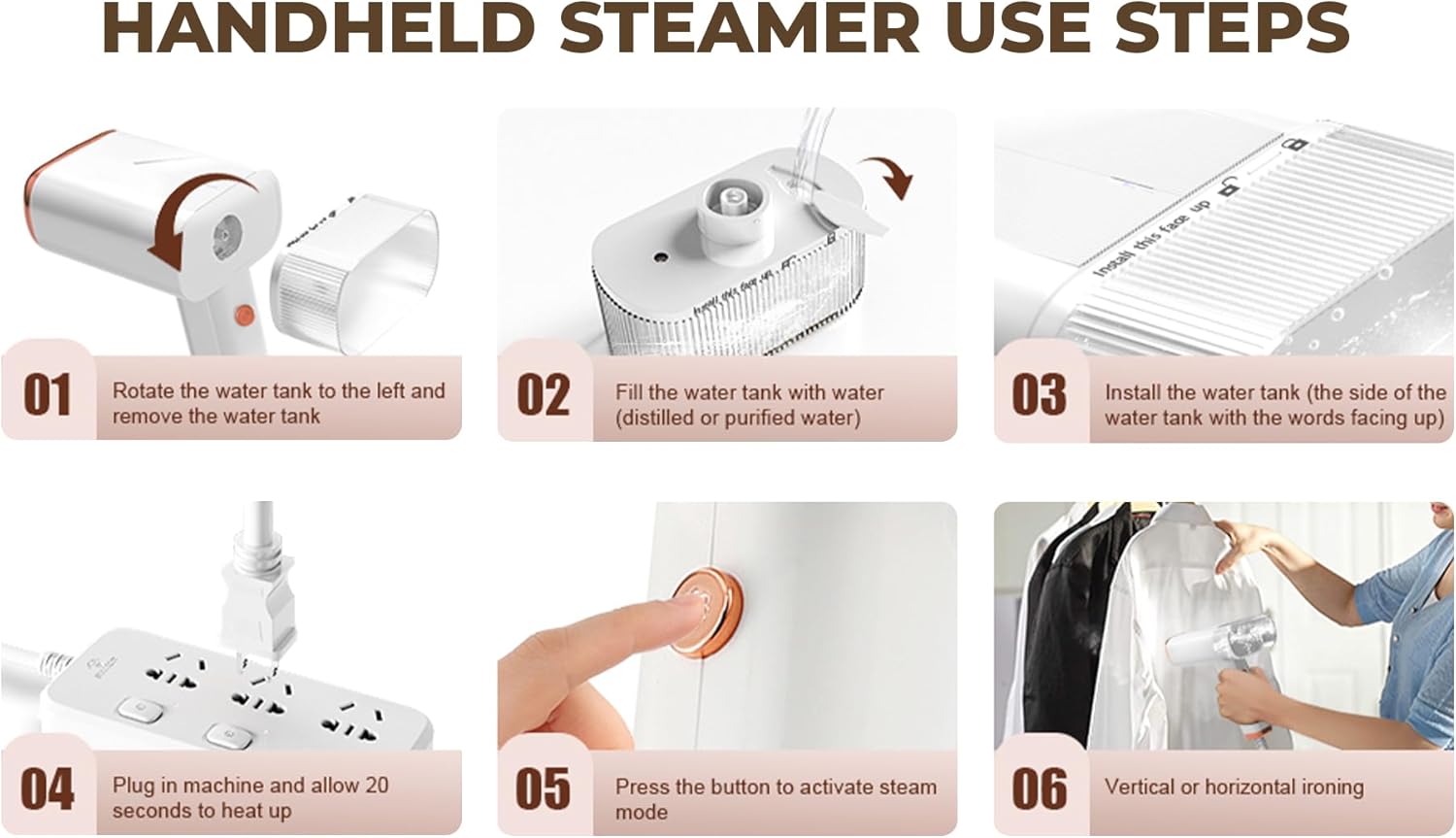 20 Second Fast Heat Up 1000W Travel Steamer