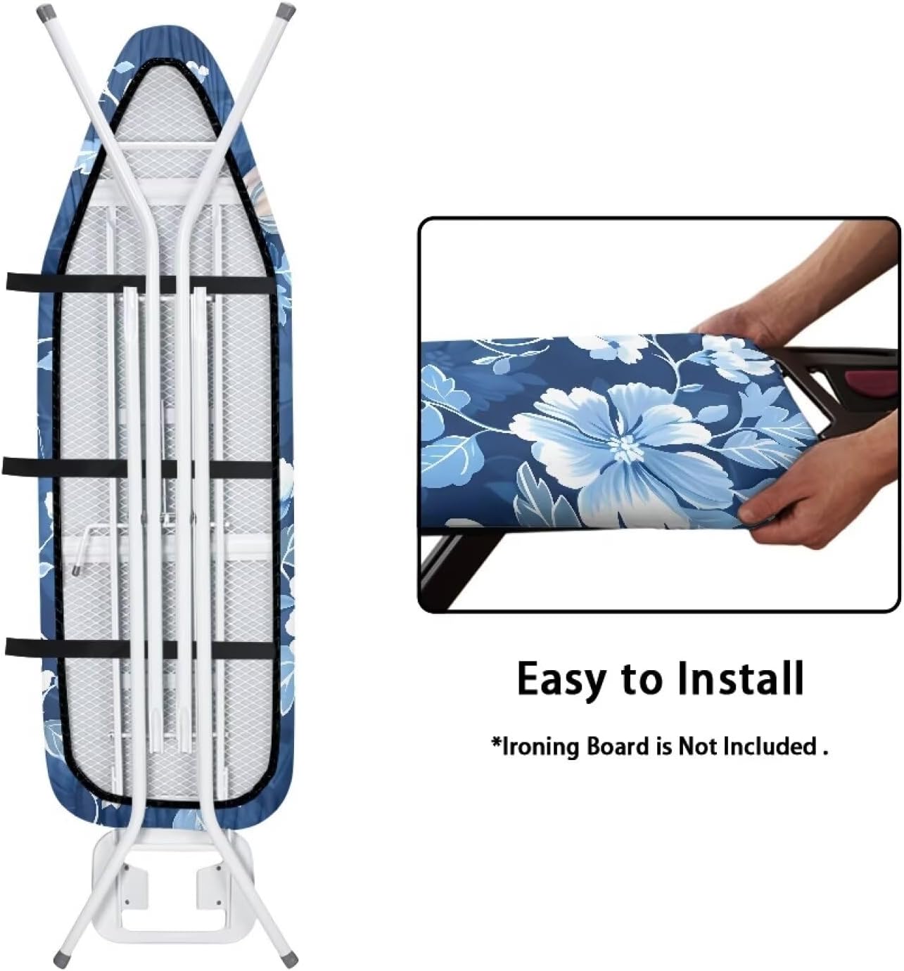 Qznuberone Stain-Resistant Ironing Board Cover for 13-16x52-55 inch Boards