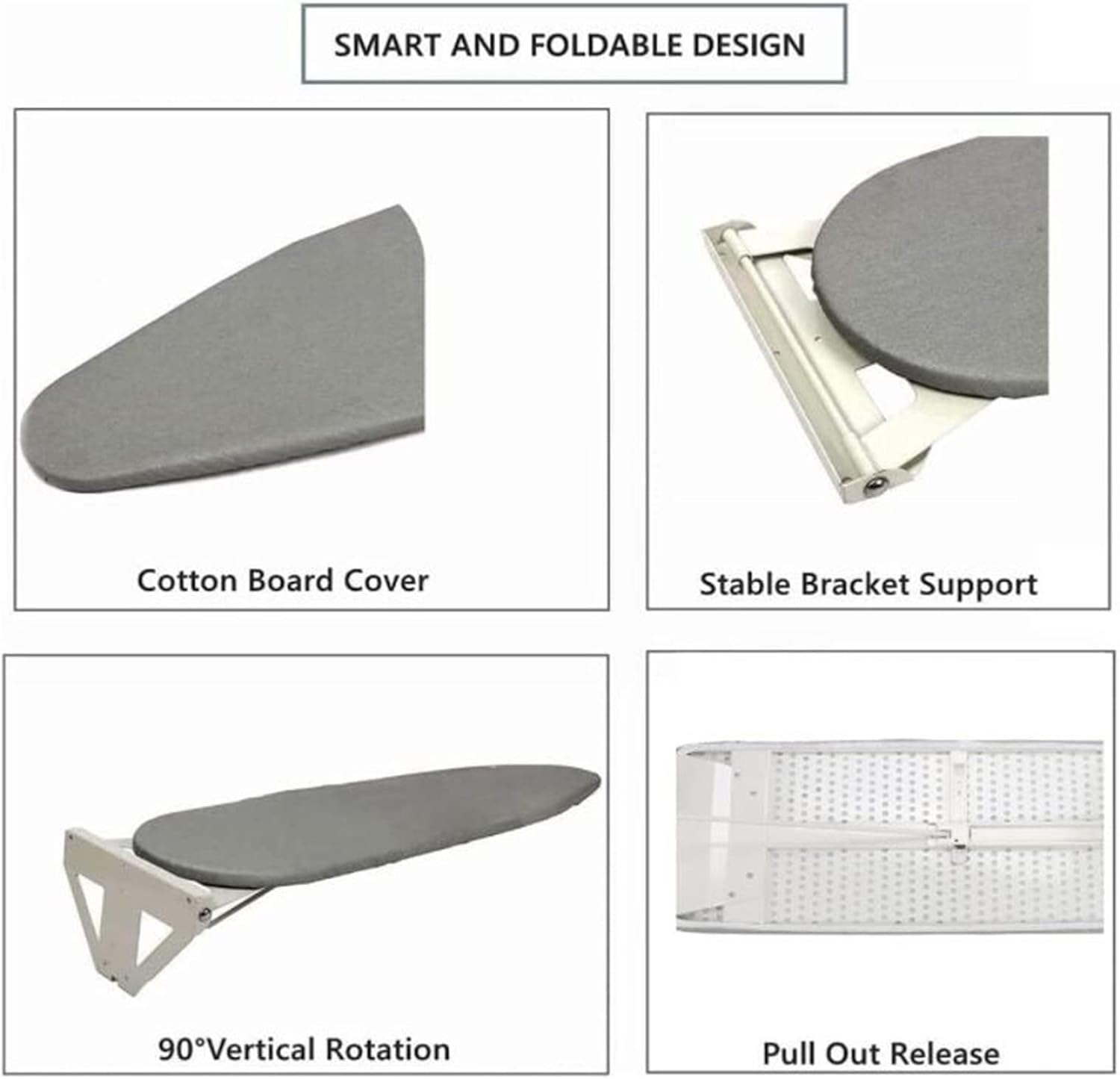 Wall-Mounted Folding Ironing Board Heat Resistant Space-Saving for Small Spaces