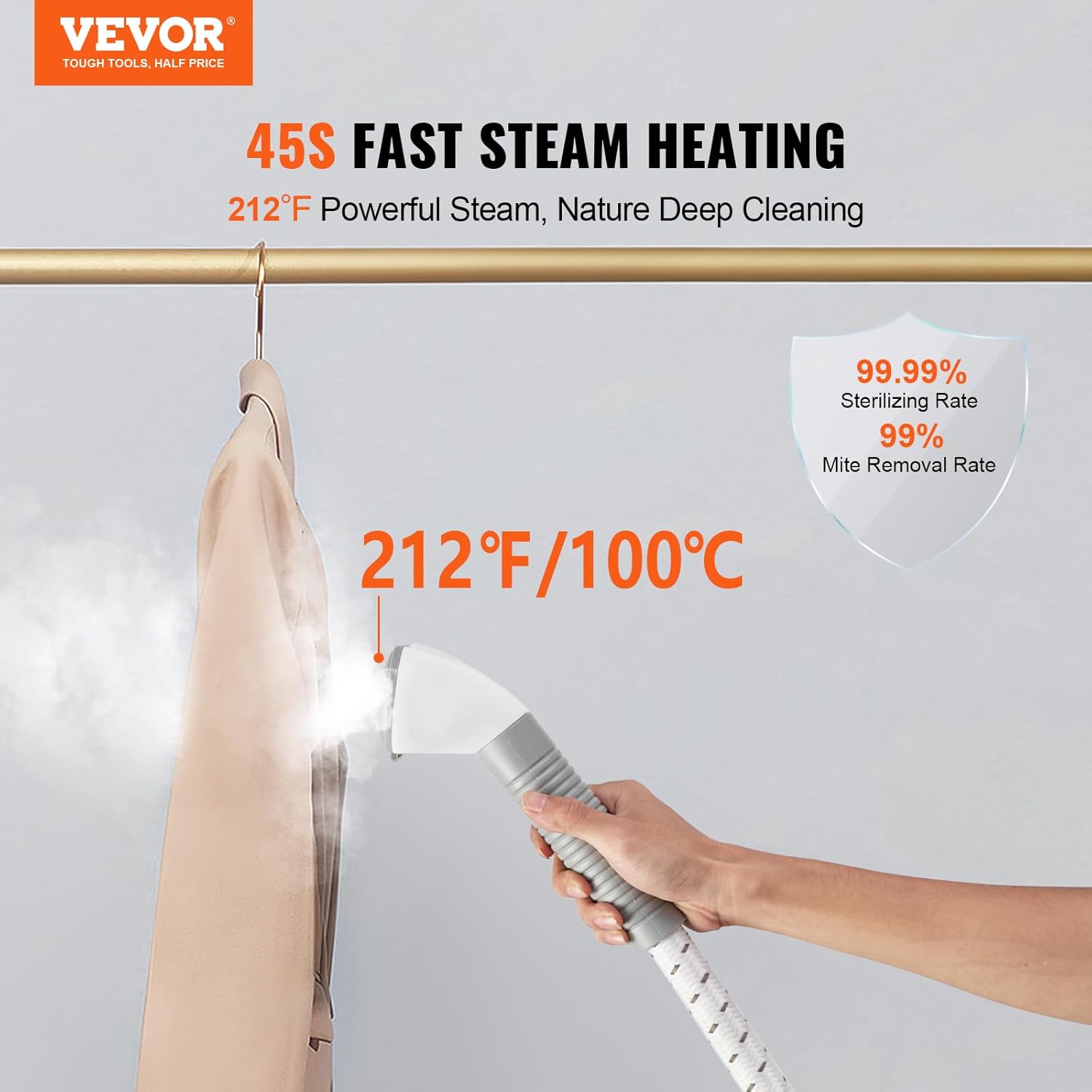 VEVOR Standing Steamer with 4-in-1 Features for Efficient Garment Steaming