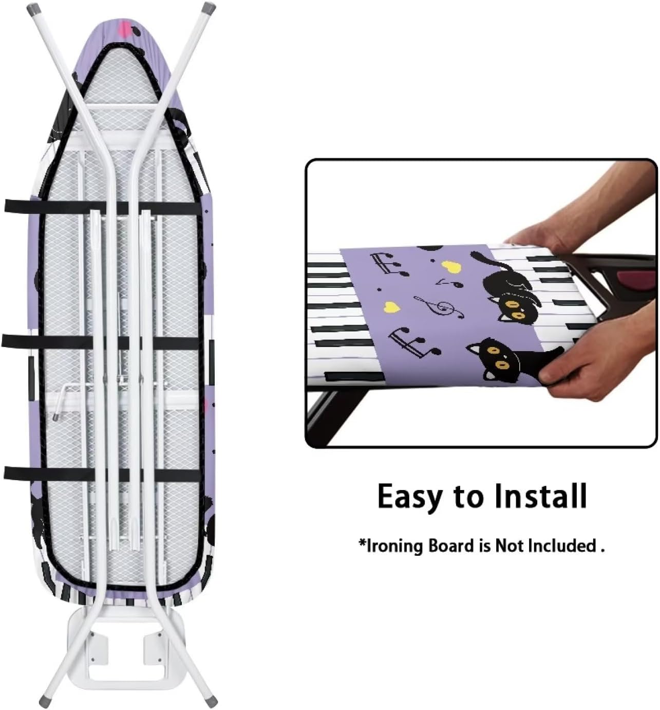 Premium Soft Ironing Board Cover with Cat Print Design