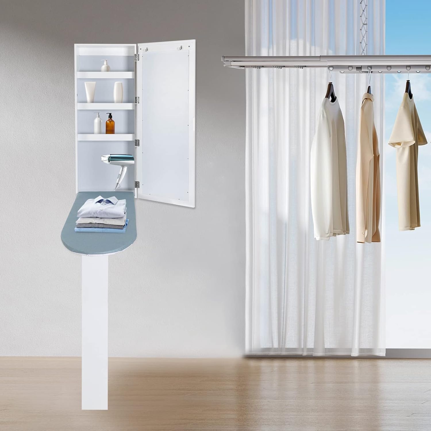 Wall Mounted Ironing Board Foldable Storage Built-in