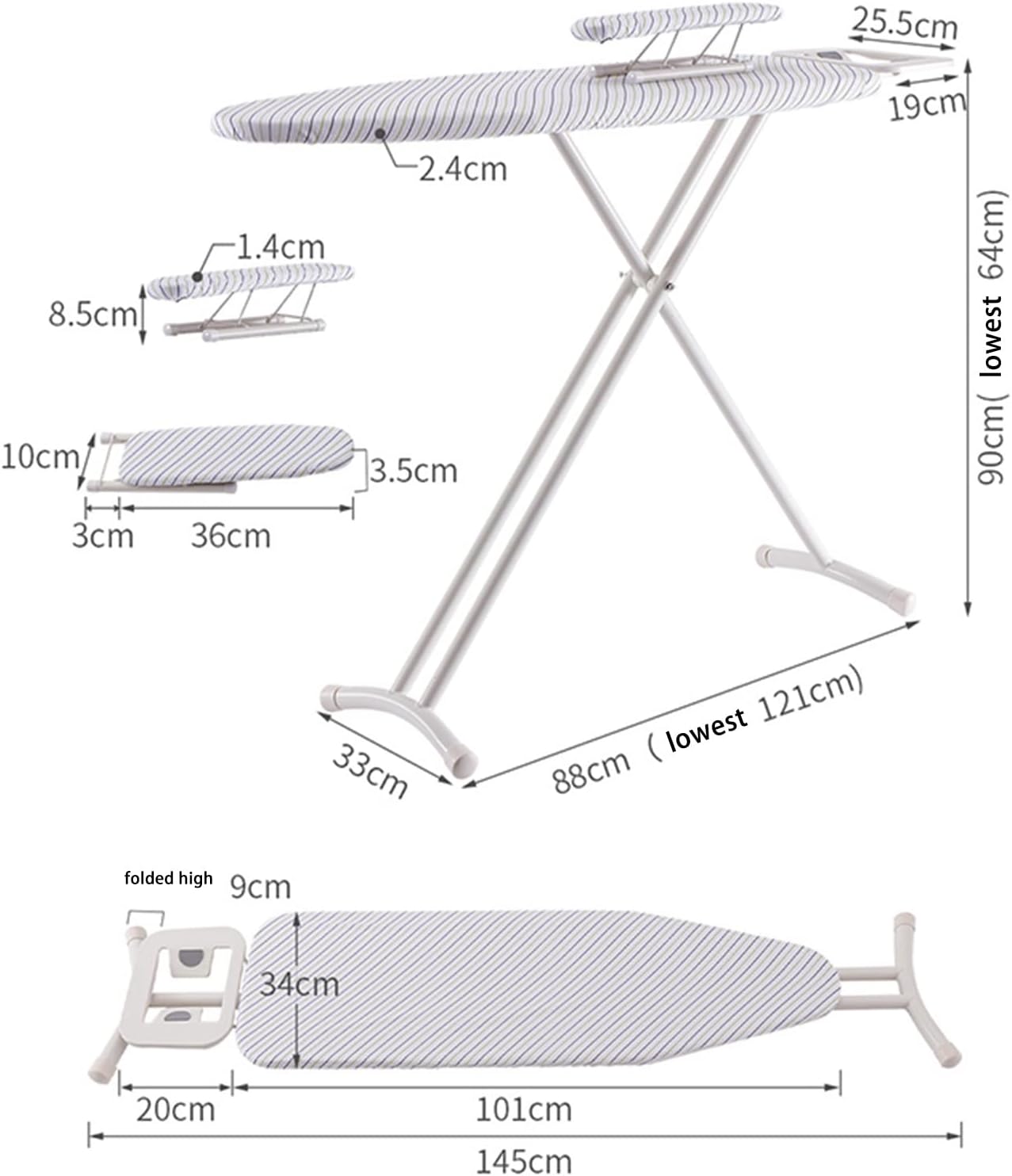 Sturdy Travel Countertop Ironing Board with Cotton Cover and Heat-Resistant Surface
