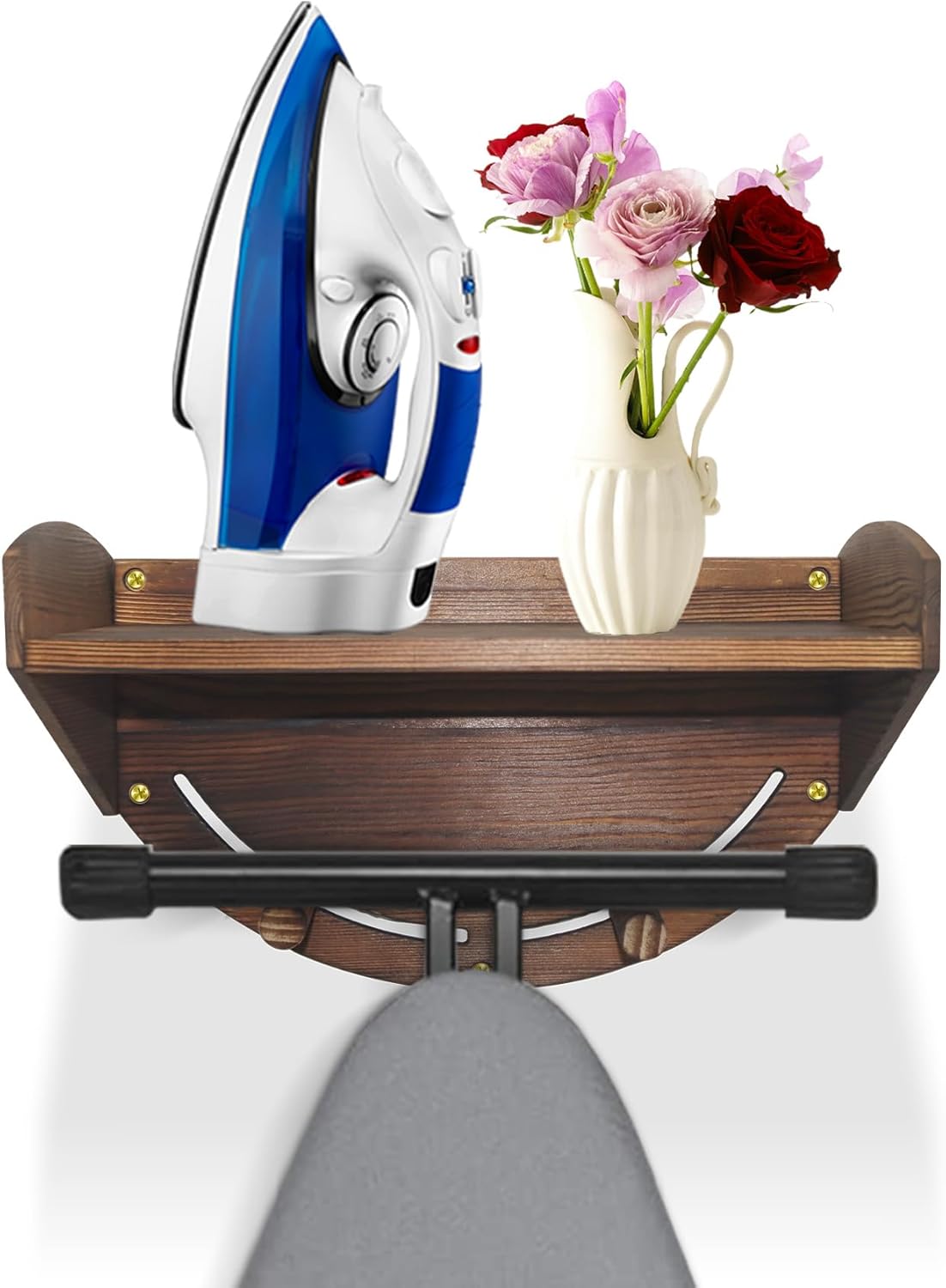 Ironing Board Holder Wall Mount T Y Shaped Brown