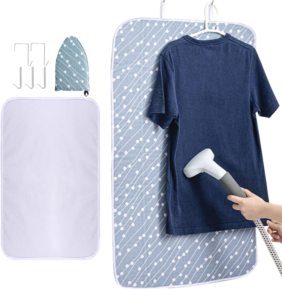 OLIZEE HANGING OVER DOOR IRONING MAT WITH 5 HOOKS