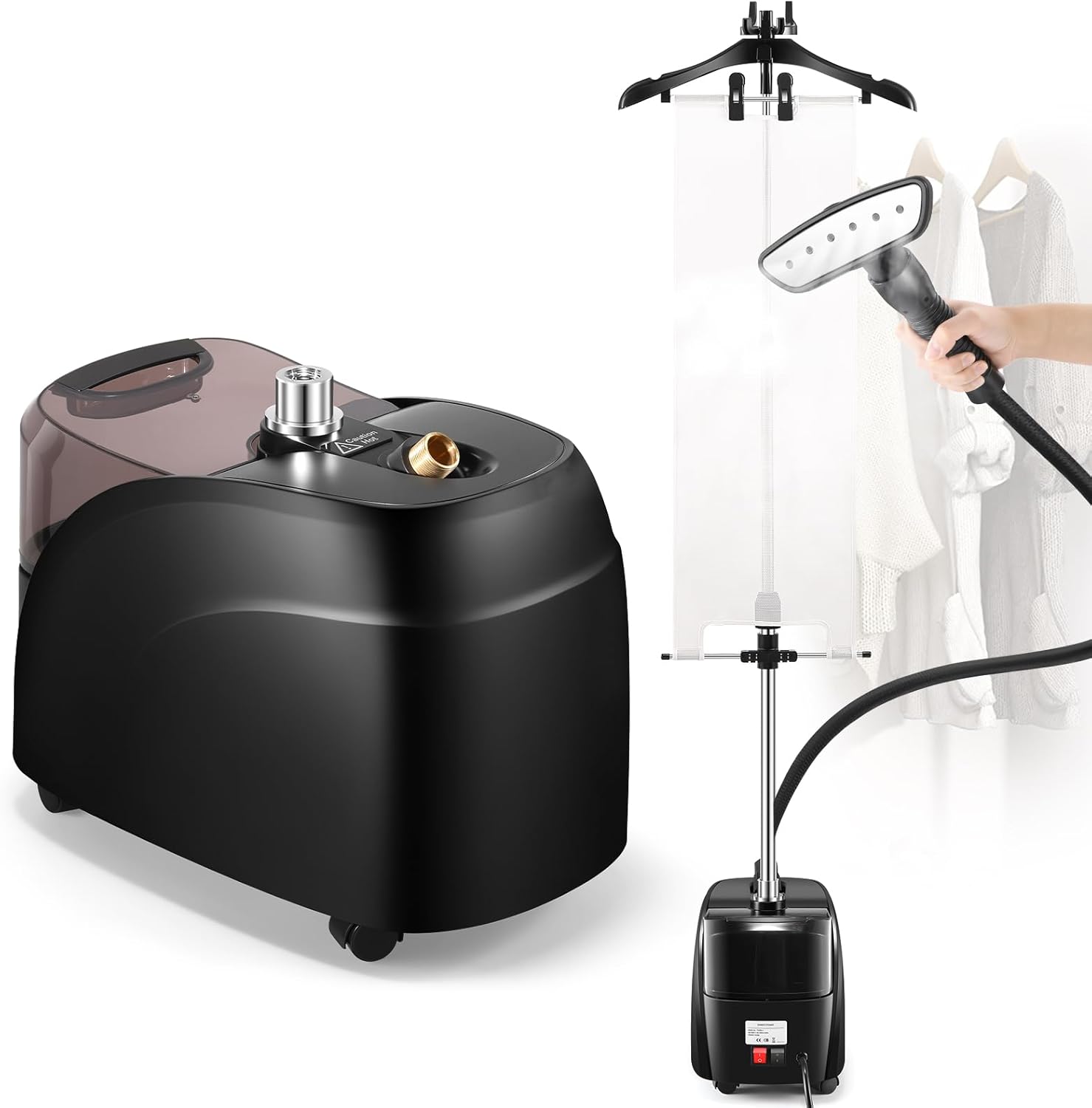 CGOLDENWALLSteaming garment steamer with wheels 1500W power fast heat-up and safety certification