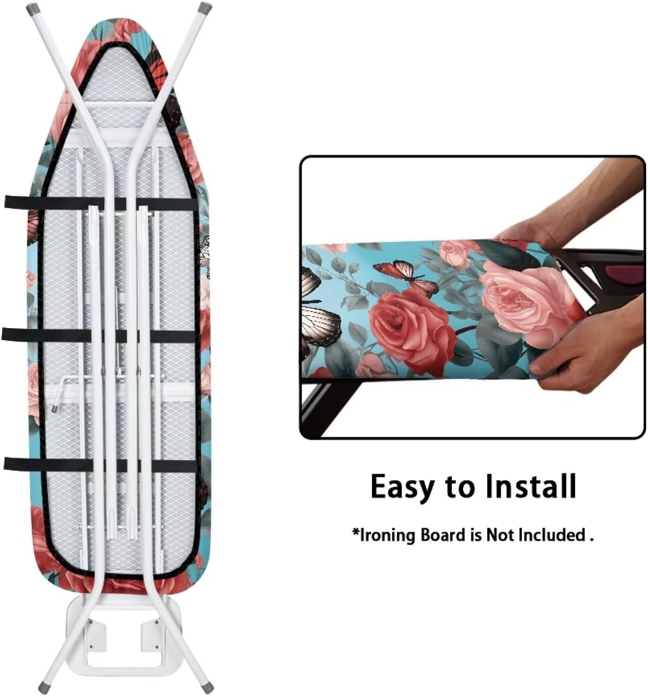 Hinthetall Floral Butterfly Ironing Board Cover