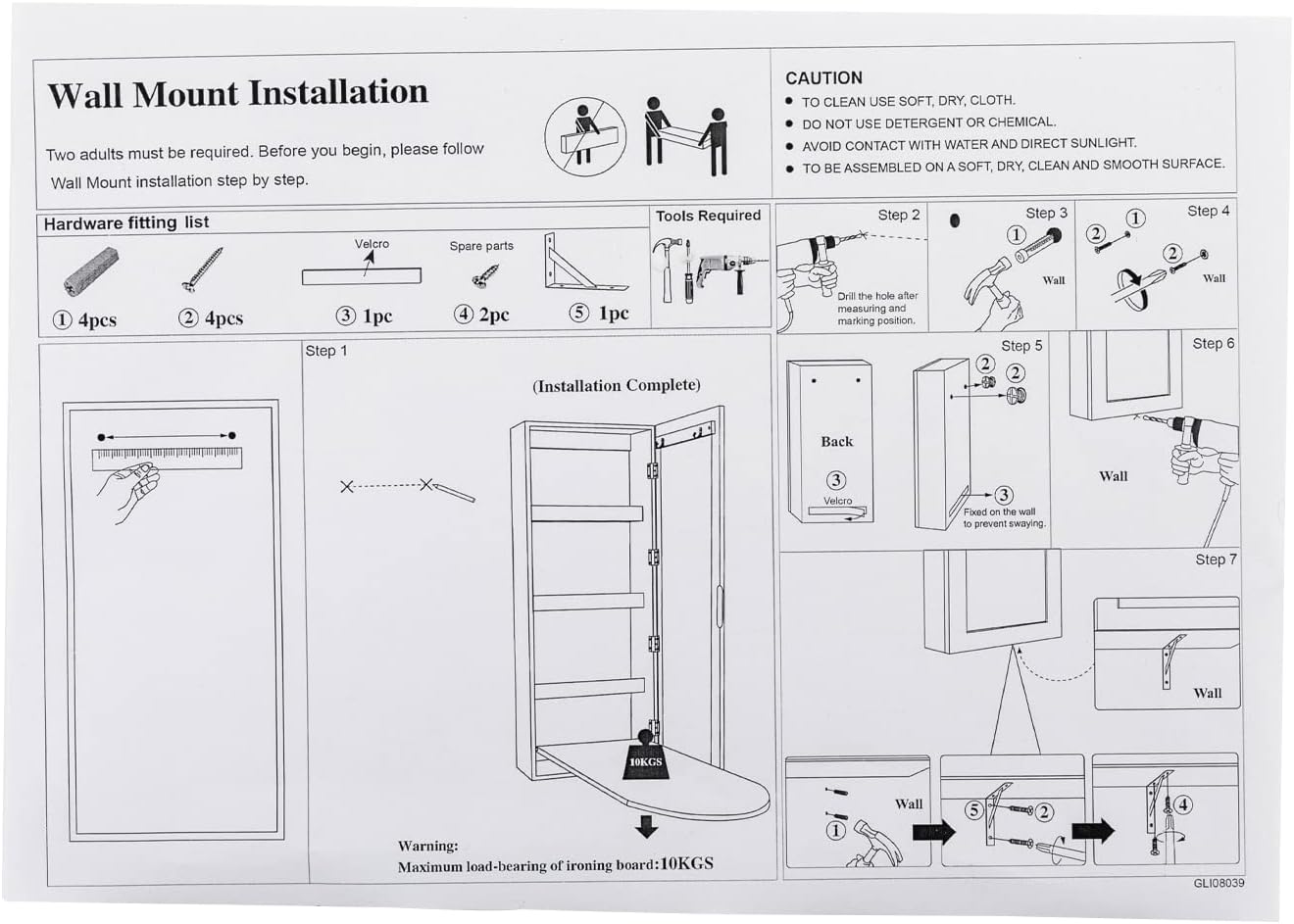 DYRABREST Wall Mounted Ironing Board Cabinet