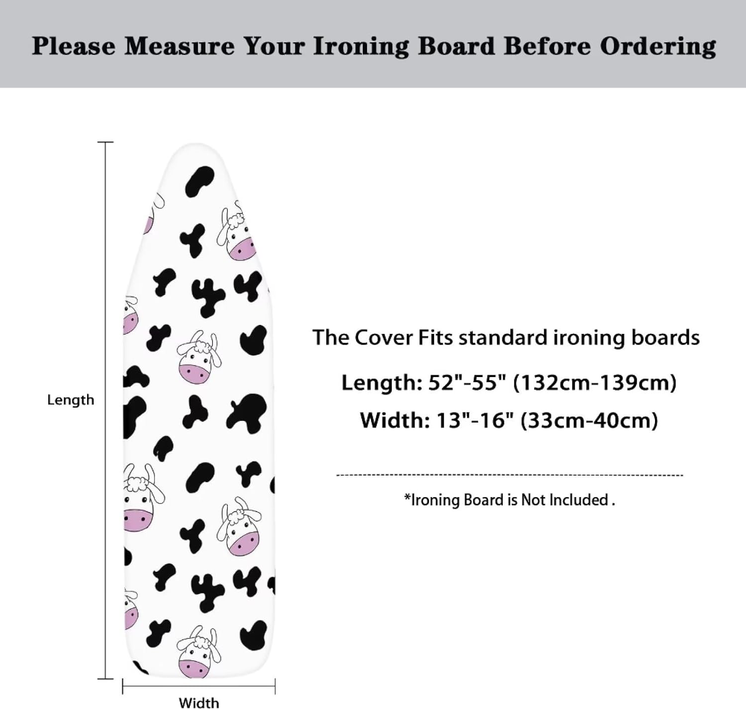 Personalized Iron Board Cover with Cow Print