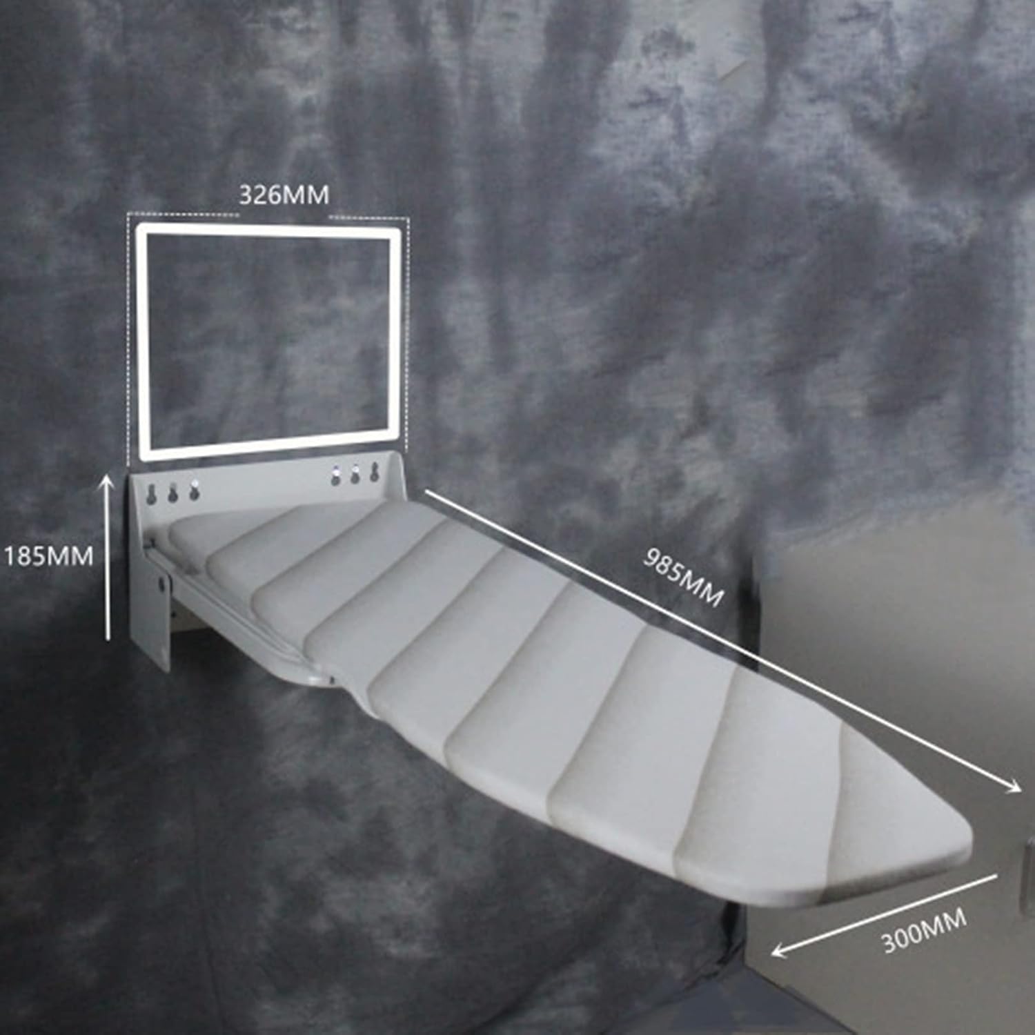 Sturdy Folding Ironing Board Wall-Mounted Compact Durable Grey