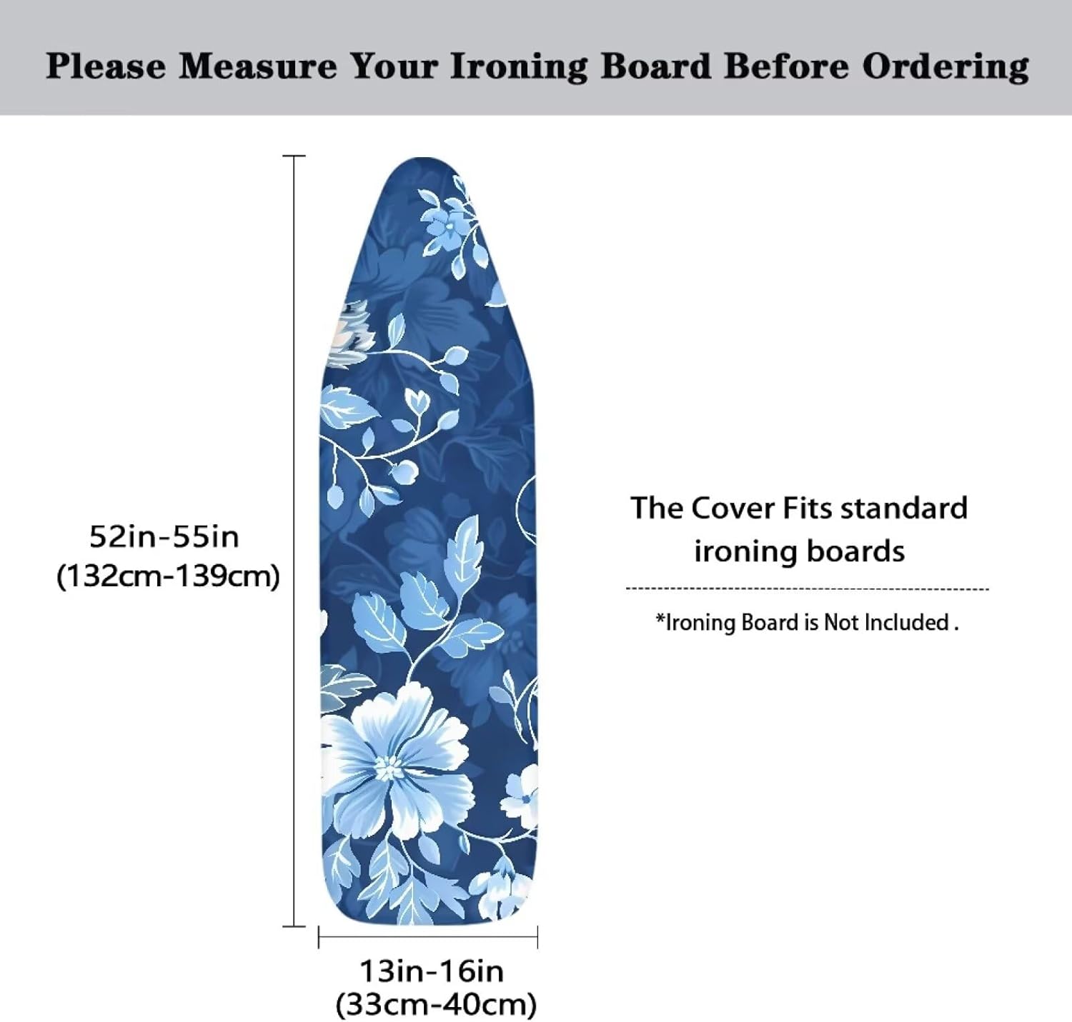 Qznuberone Stain-Resistant Ironing Board Cover for 13-16x52-55 inch Boards