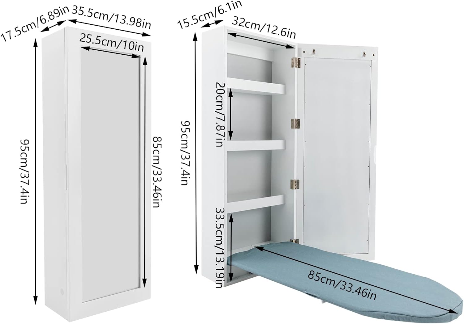DYRABREST Wall Mounted Ironing Board Cabinet