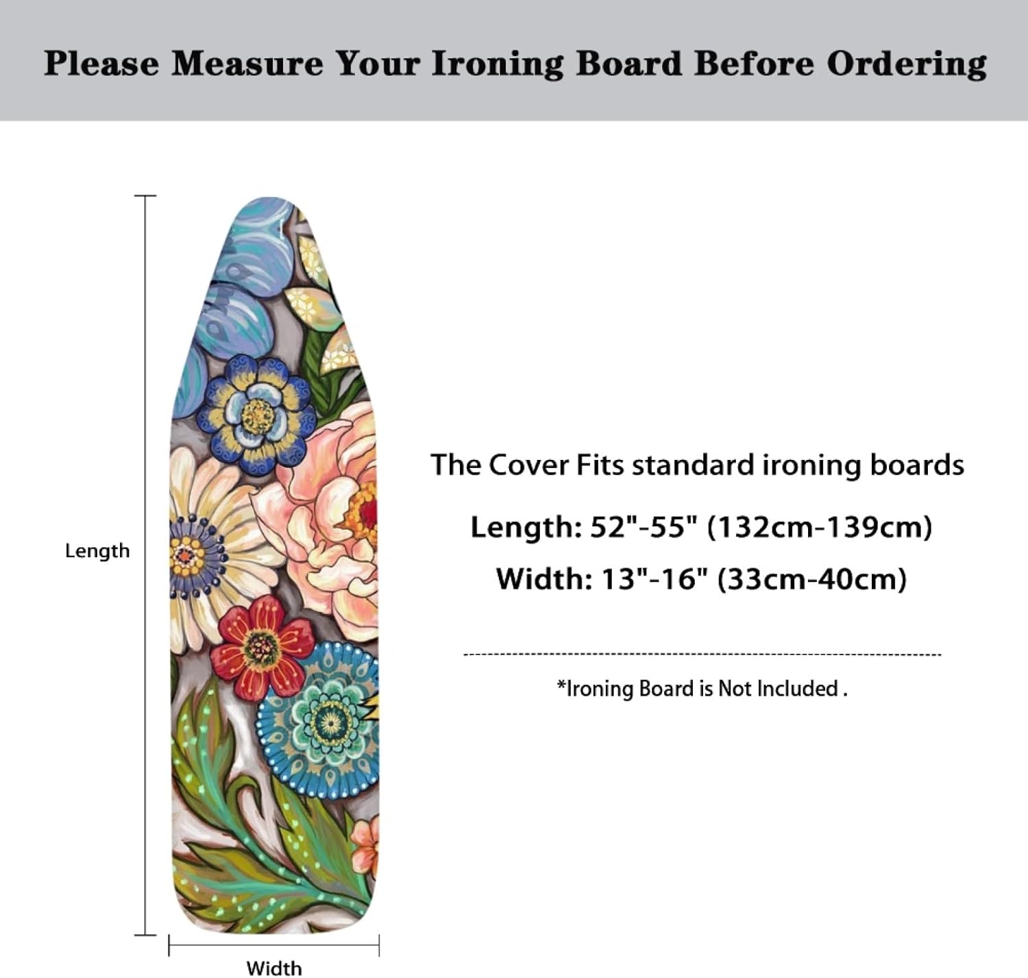 ZDCUSTOM Boho Flower Ironing Board Cover
