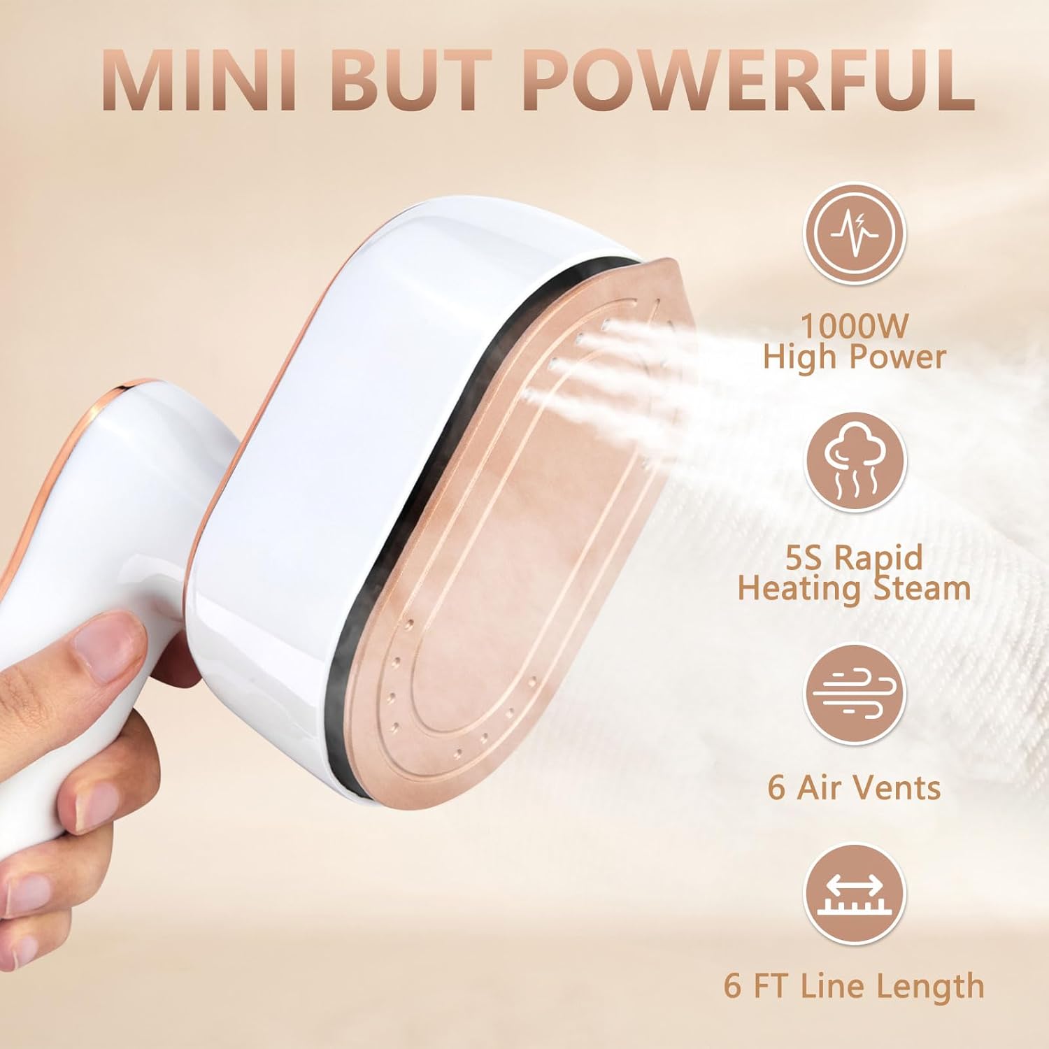 Tenhitoys Travel Steamer Iron Quick Steam LED Display 100ml Tank