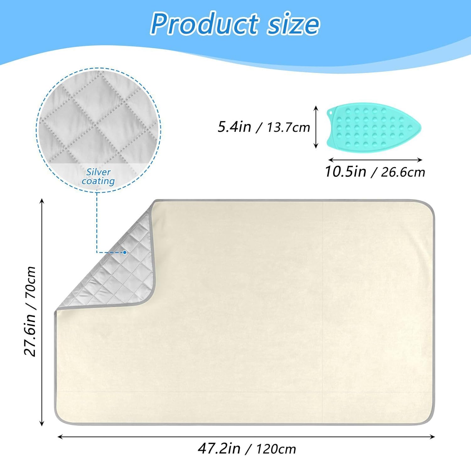 Beige Heat-Resistant Ironing Mat Pad
