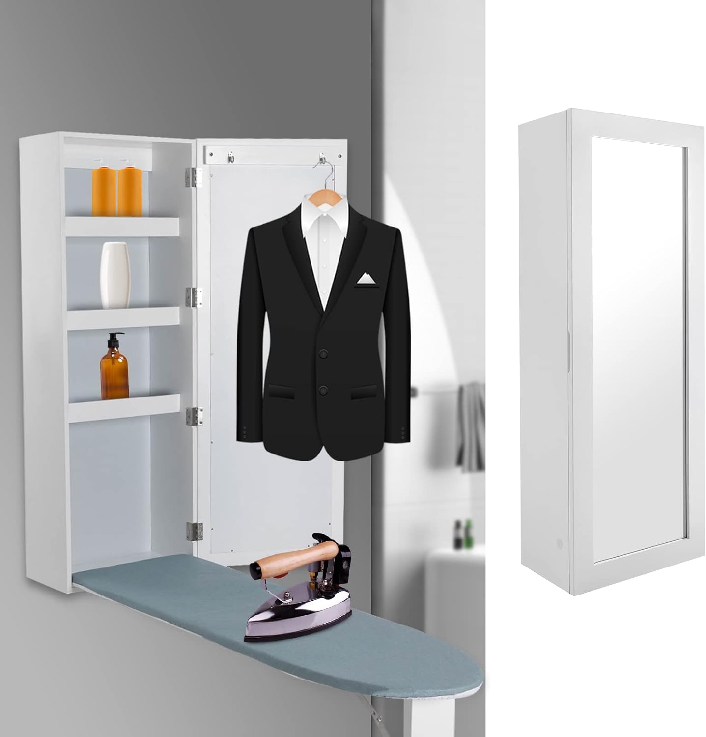 Wall Ironing Board Cabinet White