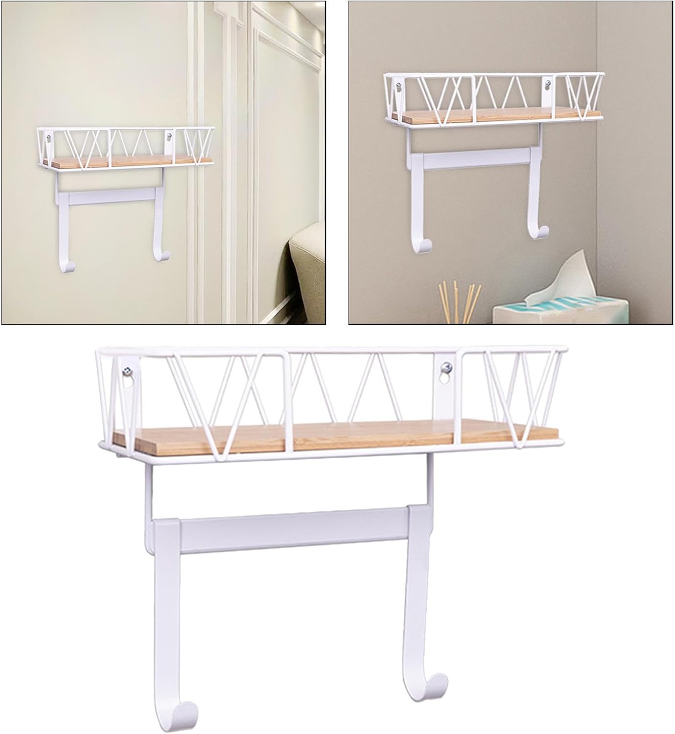 Ironing Board Holder with Removable Hooks - White