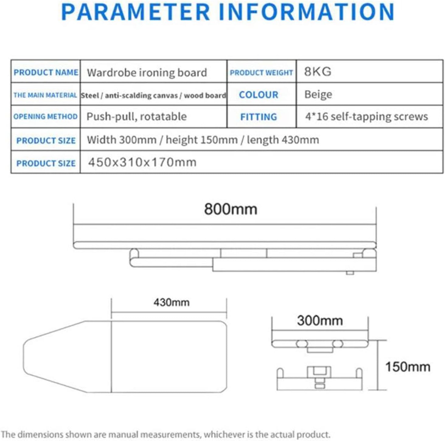Retractable and foldable ironing board