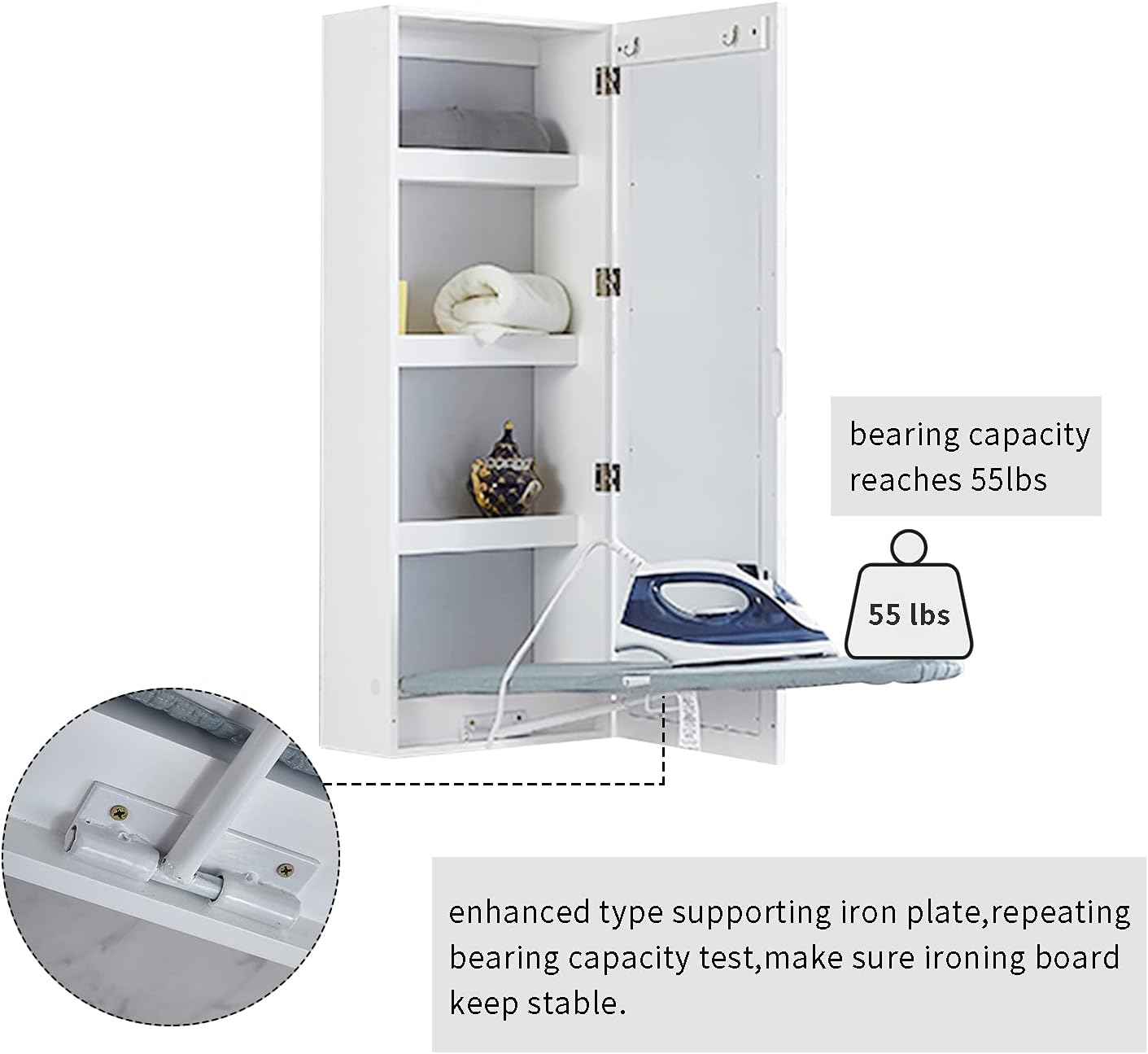 Wall-Mounted Ironing Board Cabinet Full-Function Folding Design