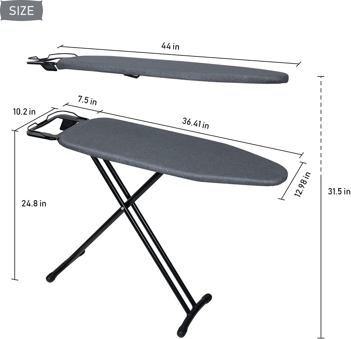 Duwee Heat-Resistant 12x36 Ironing Board with Sturdy Legs Pad