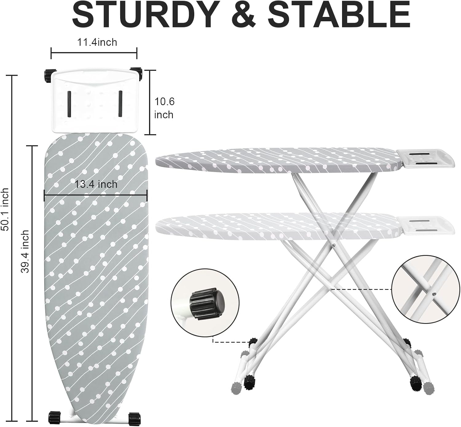 Space-Saving Foldable Ironing Board with Adjustable Height and Ergonomic Design