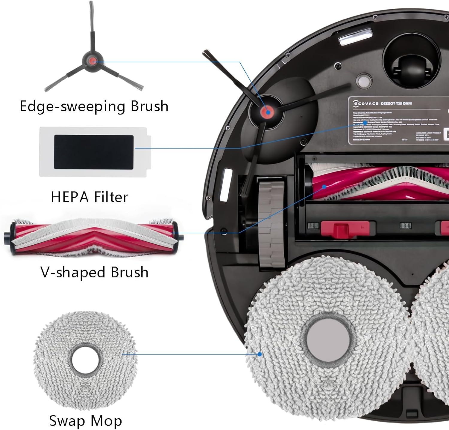 21 Pack Replacement Parts for Yeedi M12 PRO Robot Vacuum
