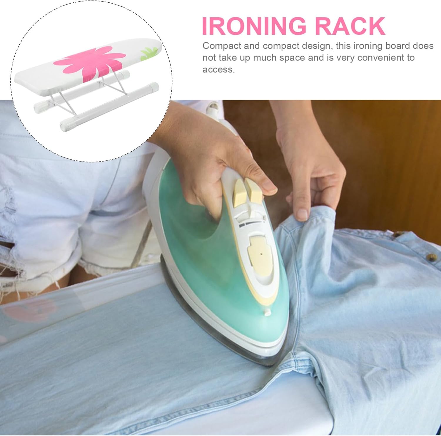 Compact Multi-Purpose Ironing Board with Iron Holder