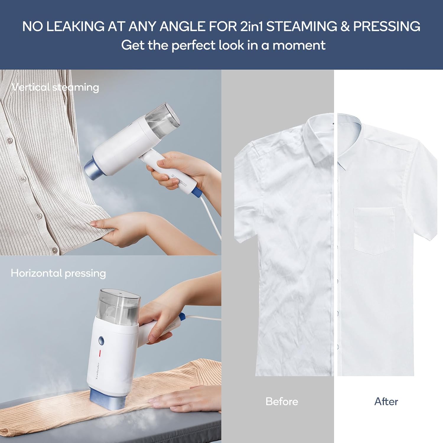 Fast Wrinkle-Free Steamer 1200W Dual Steam Levels Travel-Friendly