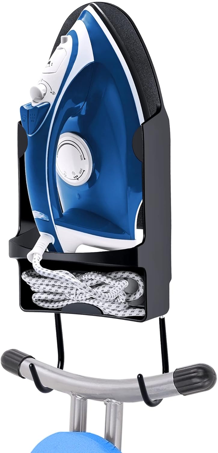 Ironing Board Hanger - Heat Resistant Wall-Mounted Organizer Black