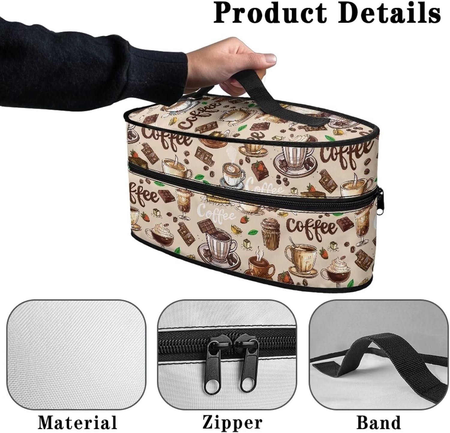 Coffee Chocolate Pattern Iron Storage Bag for Home Use