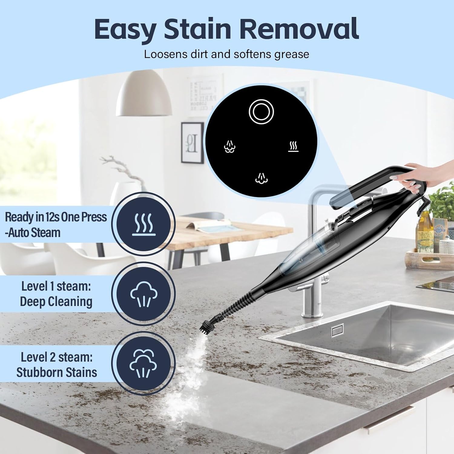 Leiksen Steam Mop - 12-in-1 Powerful Cleaner