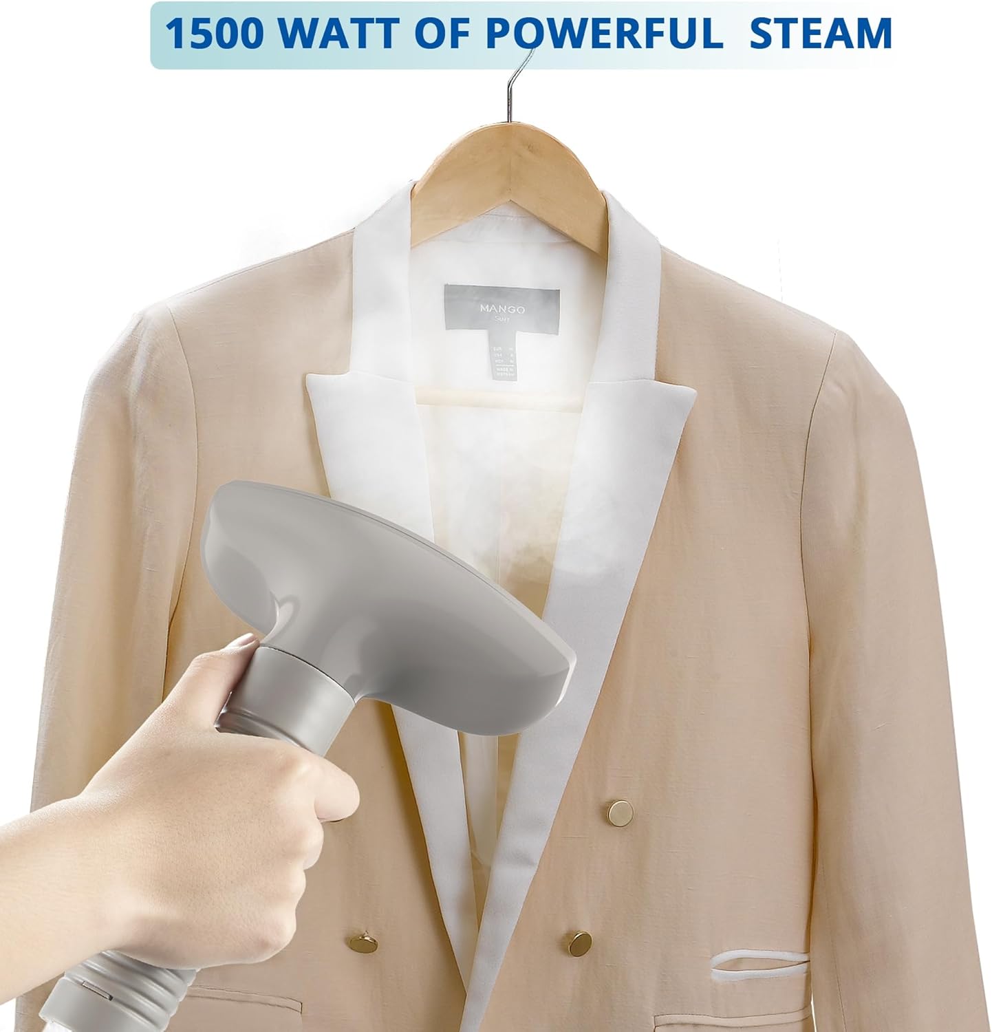 SALAV 1500W garment steamer with 4 settings stainless steel plate