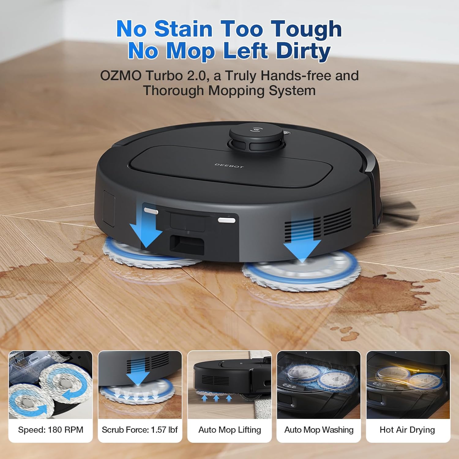 Deep Clean with Power DEEBOT N30 Omni Robot Vacuum and Mop