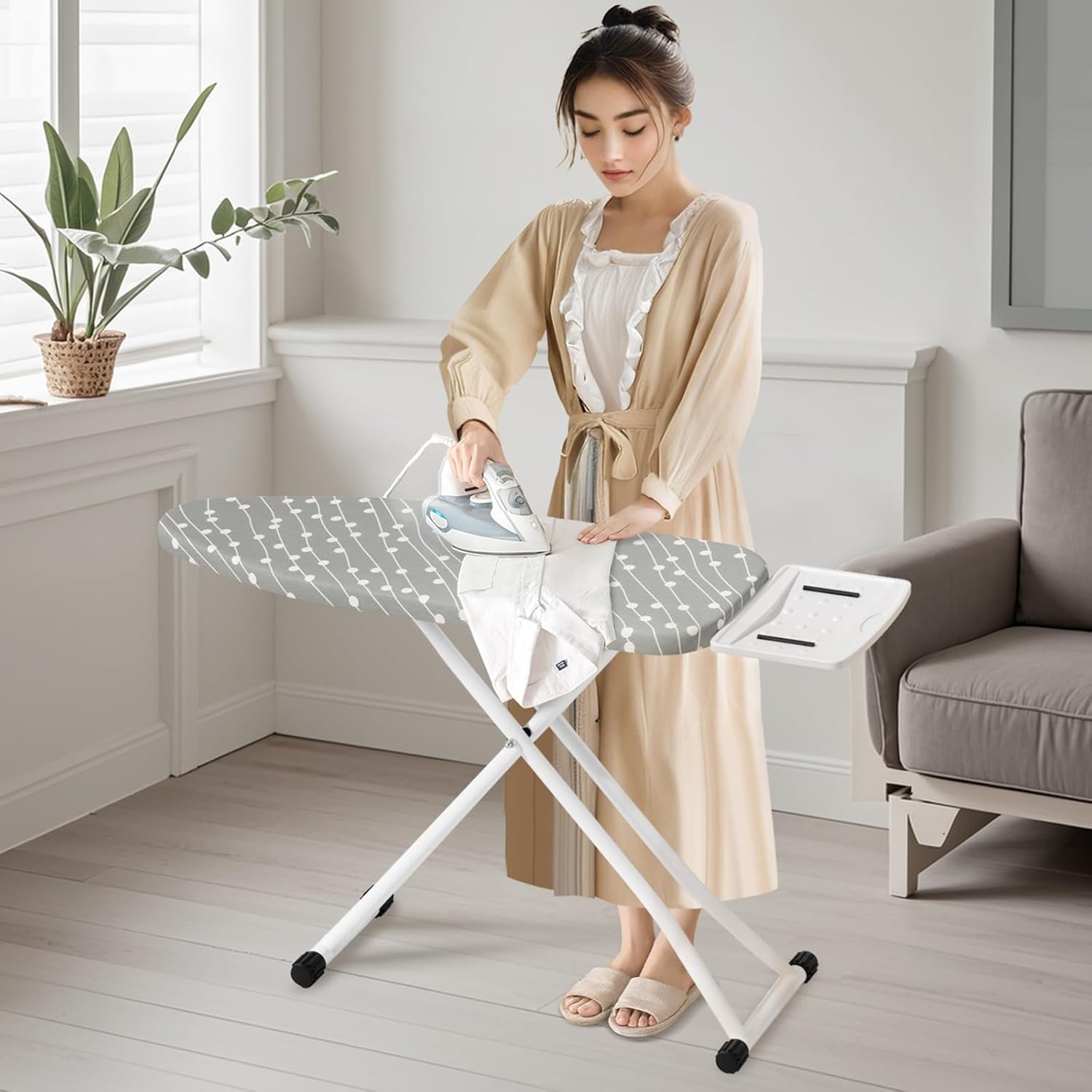 Space-Saving Foldable Ironing Board with Adjustable Height and Ergonomic Design