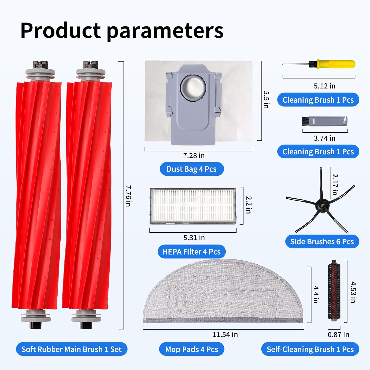 21 PCS Replacement Parts for Roborock S7 MaxV Ultra Robot Vacuum
