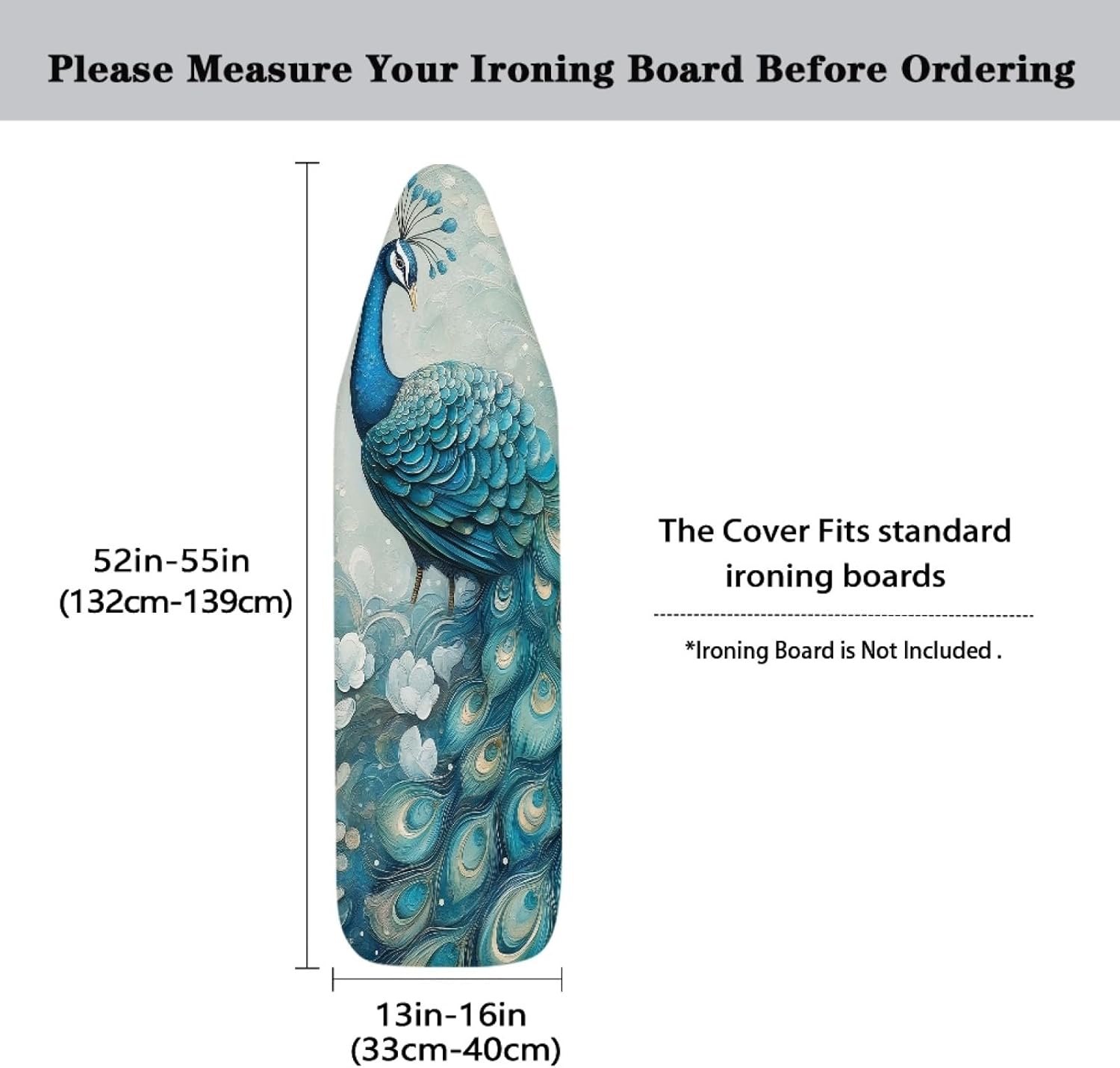 Peacock Design 15 x 54 Thick Cotton Ironing Board Cover