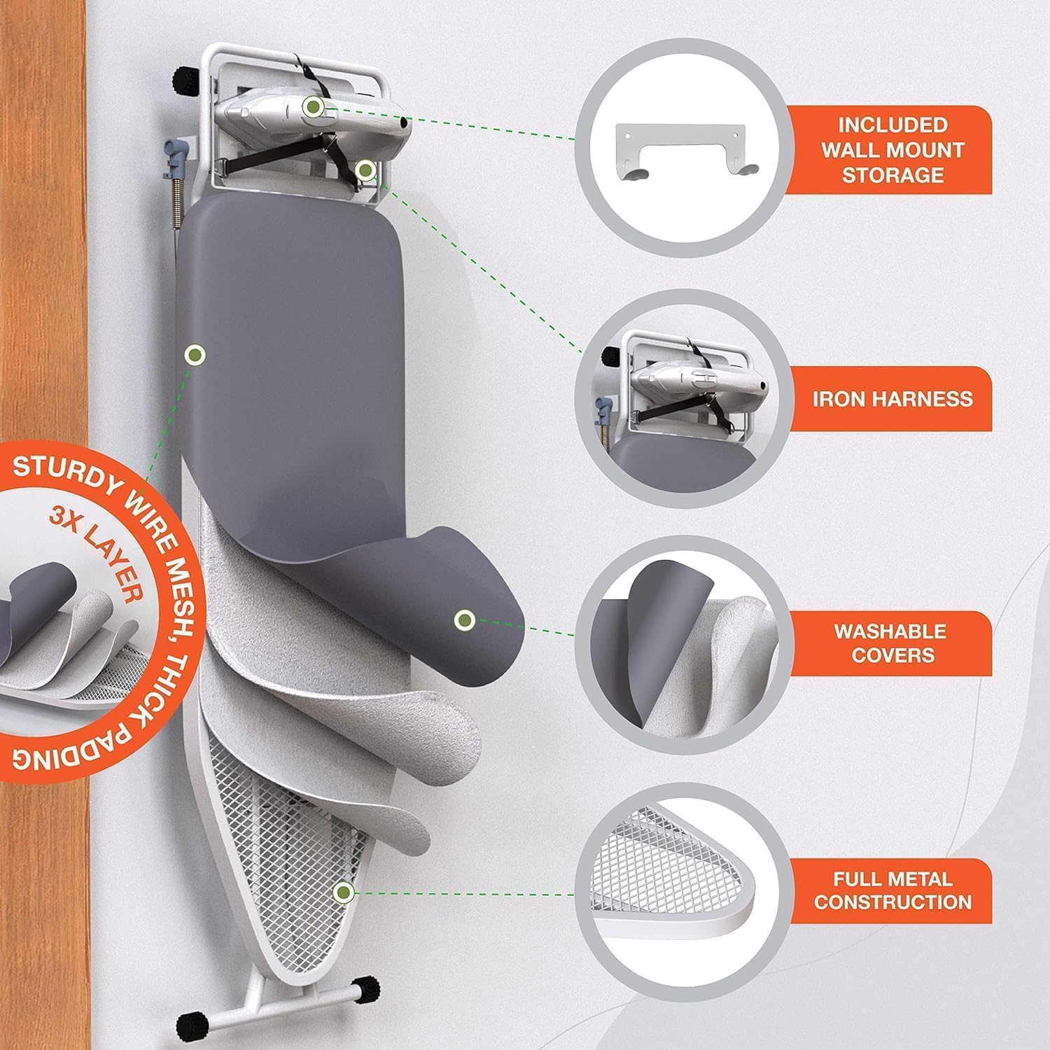 Full-Size Wall-Mountable Ironing Board