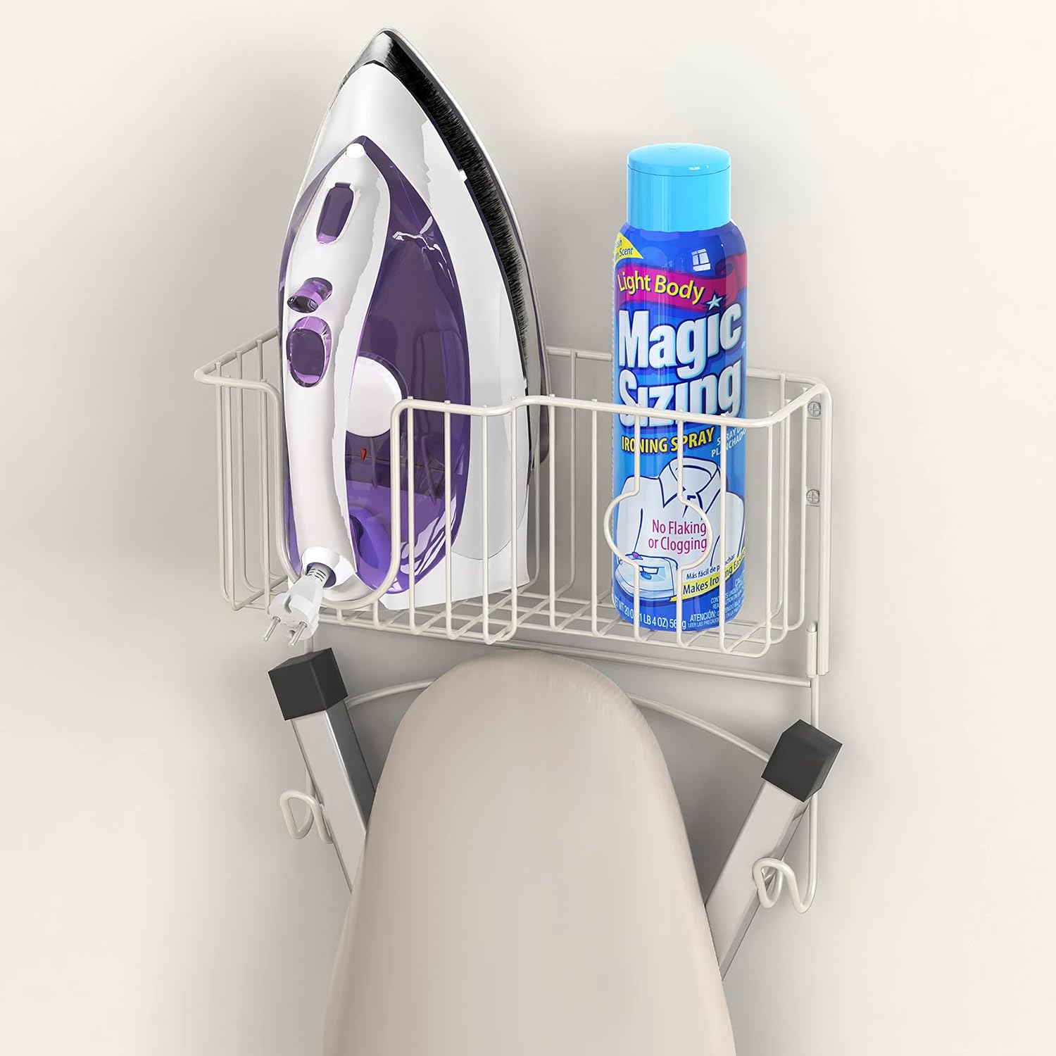 Simple Houseware Over-the-DoorWall-Mount Ironing Board Holder White